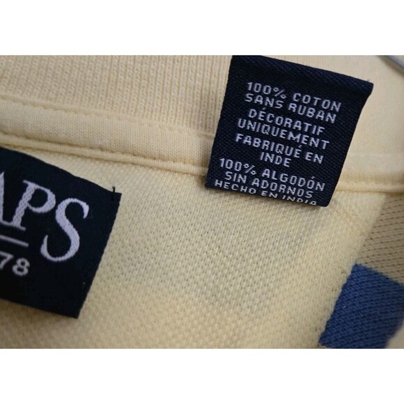Chaps Mens Golf Polo Shirt Top Size XXL 2X 2XL Pastel Yellow Blue Stripes Spring - Picture 6 of 12